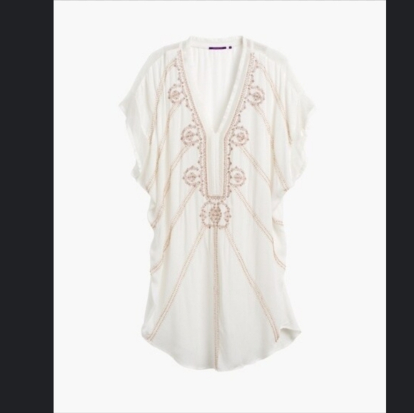 Chico's AMITA NAITHANI Beaded Swim Cover-Up Caftan Ivory Women's Size M - Picture 1 of 11